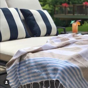 Olive and Linen Multicolor Stripe Turkish Towel